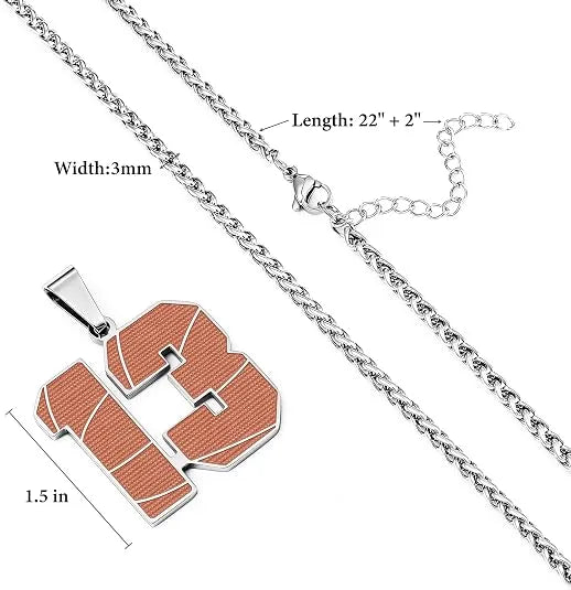 Wholesale Basketball Number Necklace | 0-99 | Stainless Steel | MOQ6 | HAWSON