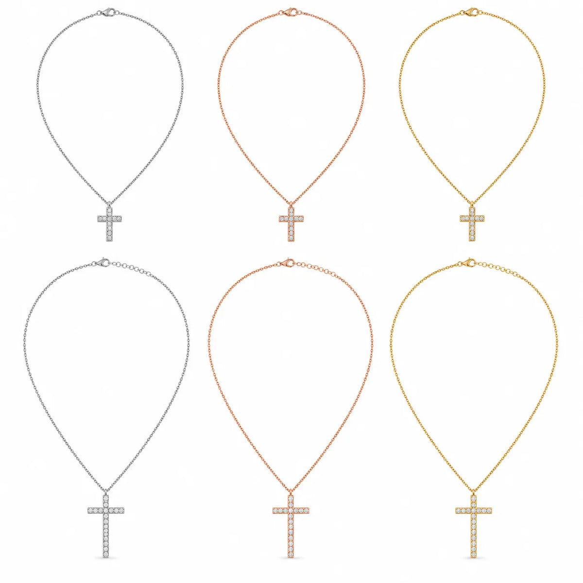 Wholesale Crystal Cross Necklaces 6Pcs Set | MOQ 1 | Hawson