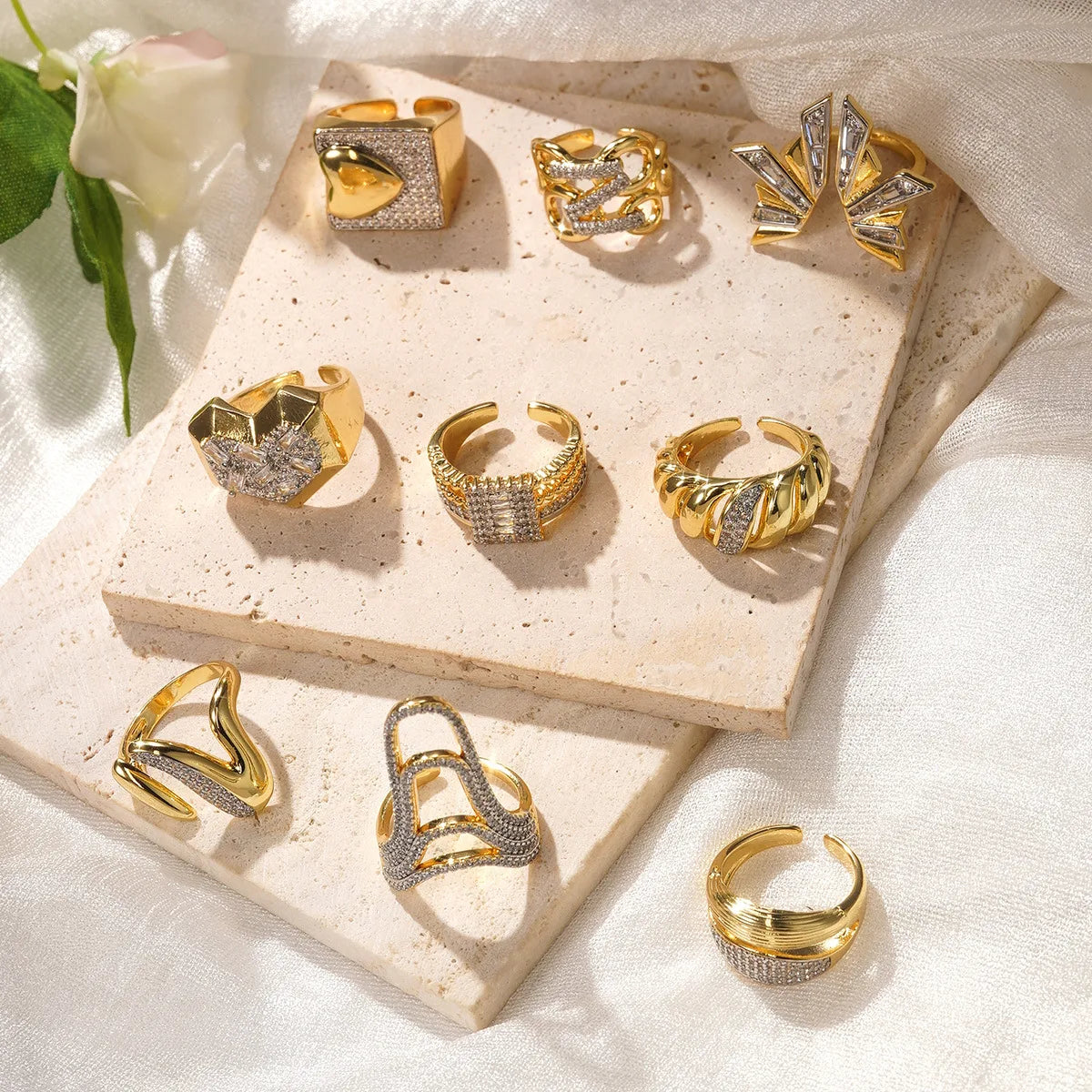Wholesale Gold-Tone Rings | 7 Styles | MOQ 6 | Hawson