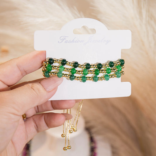 Wholesale Gold Bead Natural Stone Bracelet Set | 5 Styles | Hawson