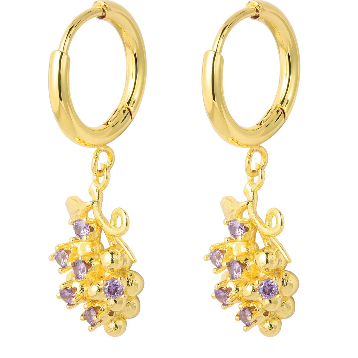 A curated collection of gold-tone dangling earrings featuring various charming motifs, including shells, fruits, animals, and sea creatures. Perfect for adding a playful, elegant touch to any outfit. A ready-to-sell bestseller for gift shops and fashion retailers.