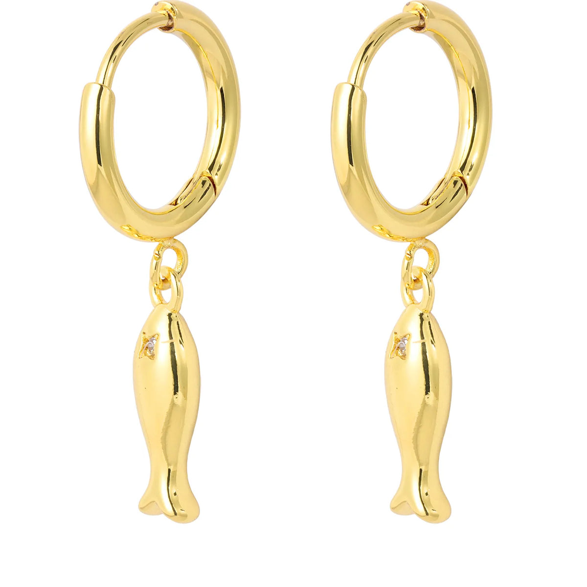 A curated collection of gold-tone dangling earrings featuring various charming motifs, including shells, fruits, animals, and sea creatures. Perfect for adding a playful, elegant touch to any outfit. A ready-to-sell bestseller for gift shops and fashion retailers.