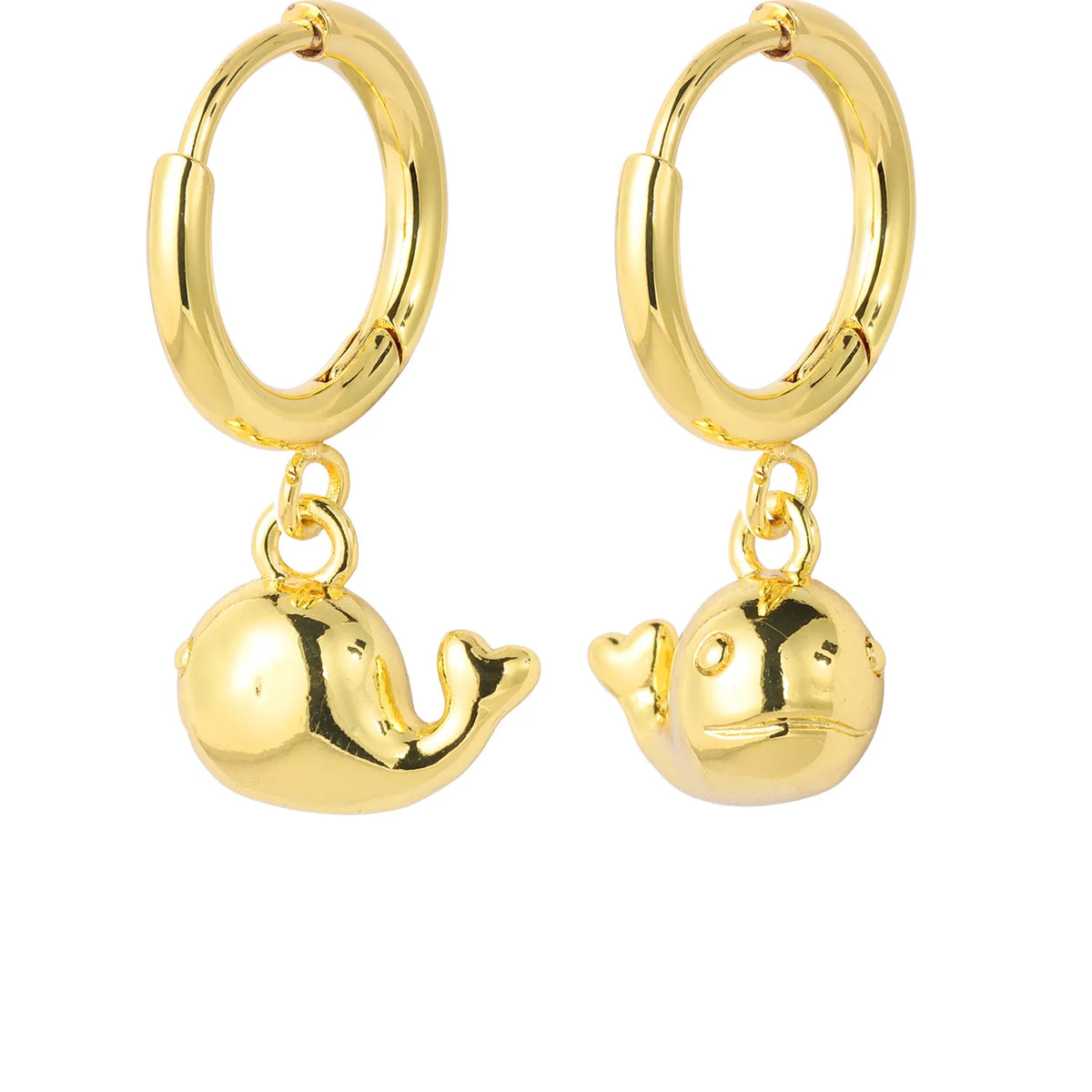 A curated collection of gold-tone dangling earrings featuring various charming motifs, including shells, fruits, animals, and sea creatures. Perfect for adding a playful, elegant touch to any outfit. A ready-to-sell bestseller for gift shops and fashion retailers.