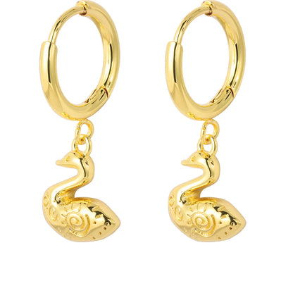 A curated collection of gold-tone dangling earrings featuring various charming motifs, including shells, fruits, animals, and sea creatures. Perfect for adding a playful, elegant touch to any outfit. A ready-to-sell bestseller for gift shops and fashion retailers.