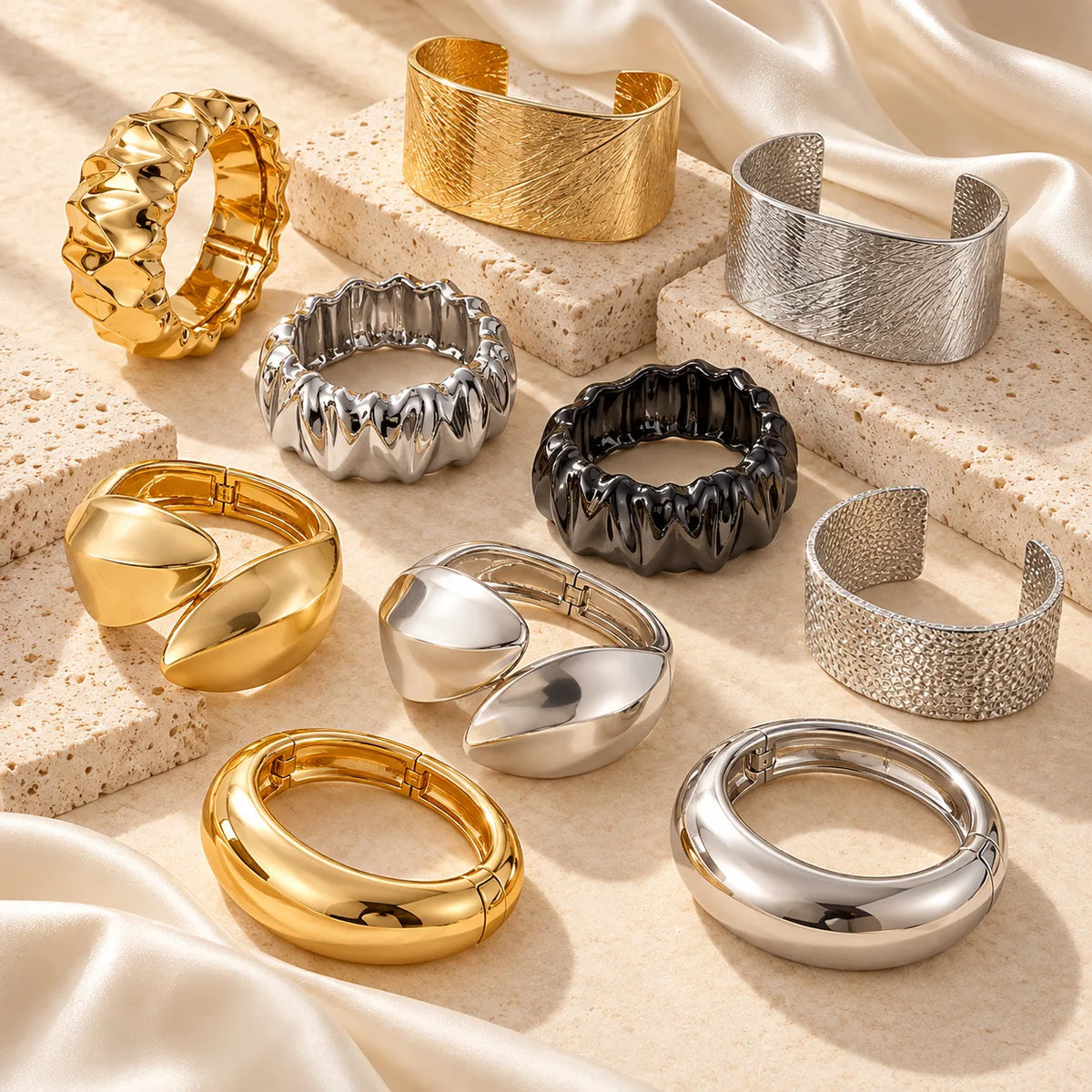 Wholesale Gold & Silver Metal Bracelet Set | MOQ 6 | HAWSON
