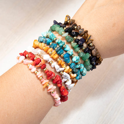 Wholesale Irregular Natural Chip Stone Bracelet | 9 Pieces Set | MOQ 1