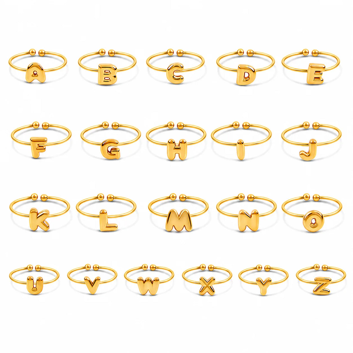 Wholesale Minimalist Open Ring Set | A-Z Initial | Hawson