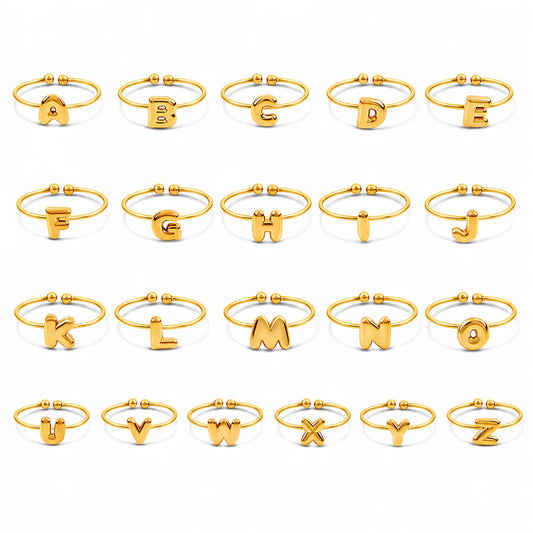 Wholesale Minimalist Open Ring Set | A-Z Initial | Hawson