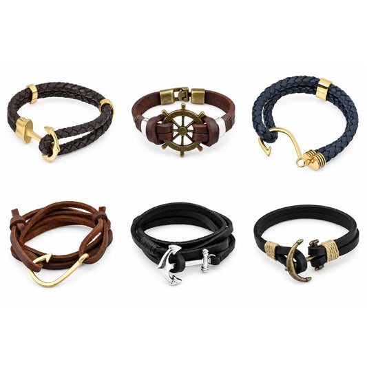 Wholesale Multi-Layer Leather Bracelets – 6-Piece Set | MOQ 1 | HAWSON