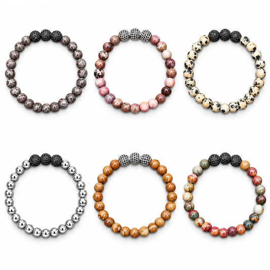 Wholesale Natural Stone Bead Bracelet 6Pcs Set | MOQ 1 | HAWSON