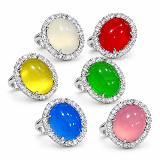 Wholesale Oval Cabochon CZ Ring | 4 Colors