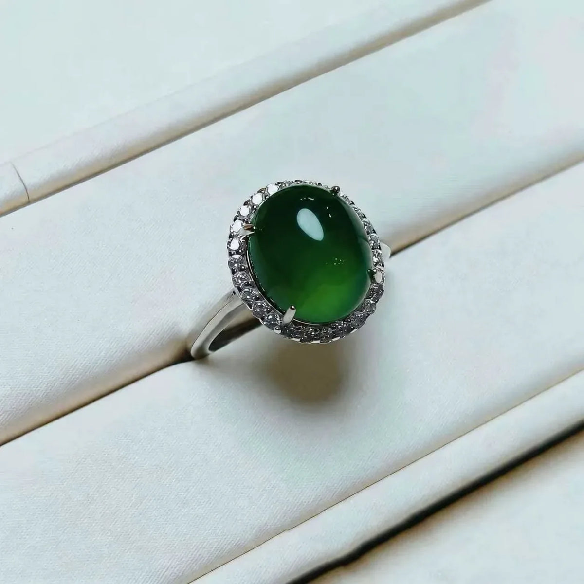 Wholesale Oval Cabochon Ring | Cubic Zirconia Halo | 4 Colors | MOQ 6