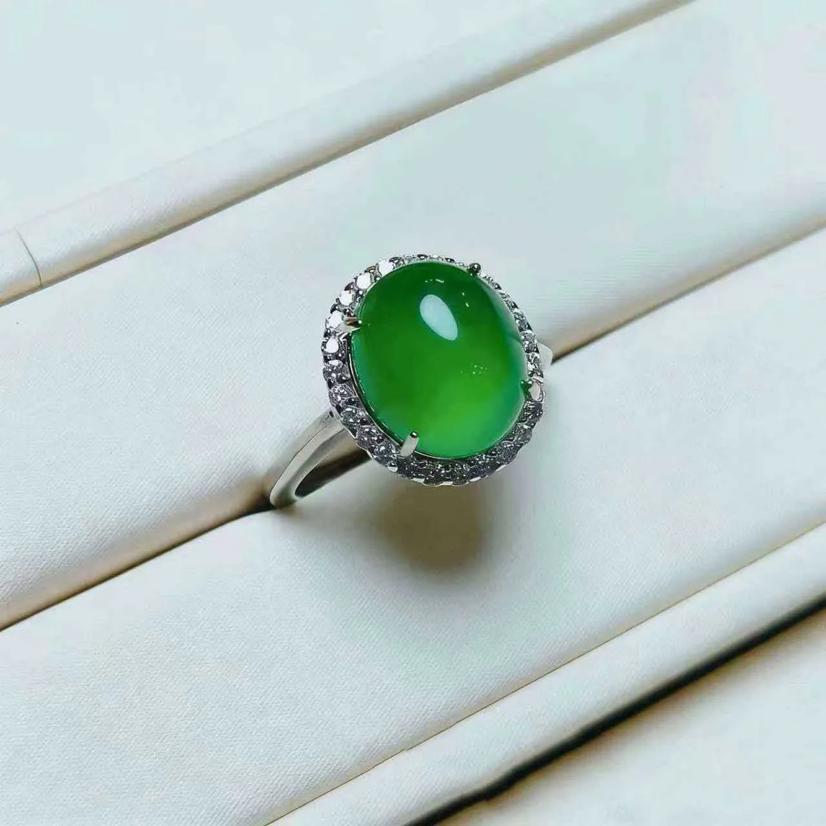 Wholesale Oval Cabochon Ring | Cubic Zirconia Halo | 4 Colors | MOQ 6