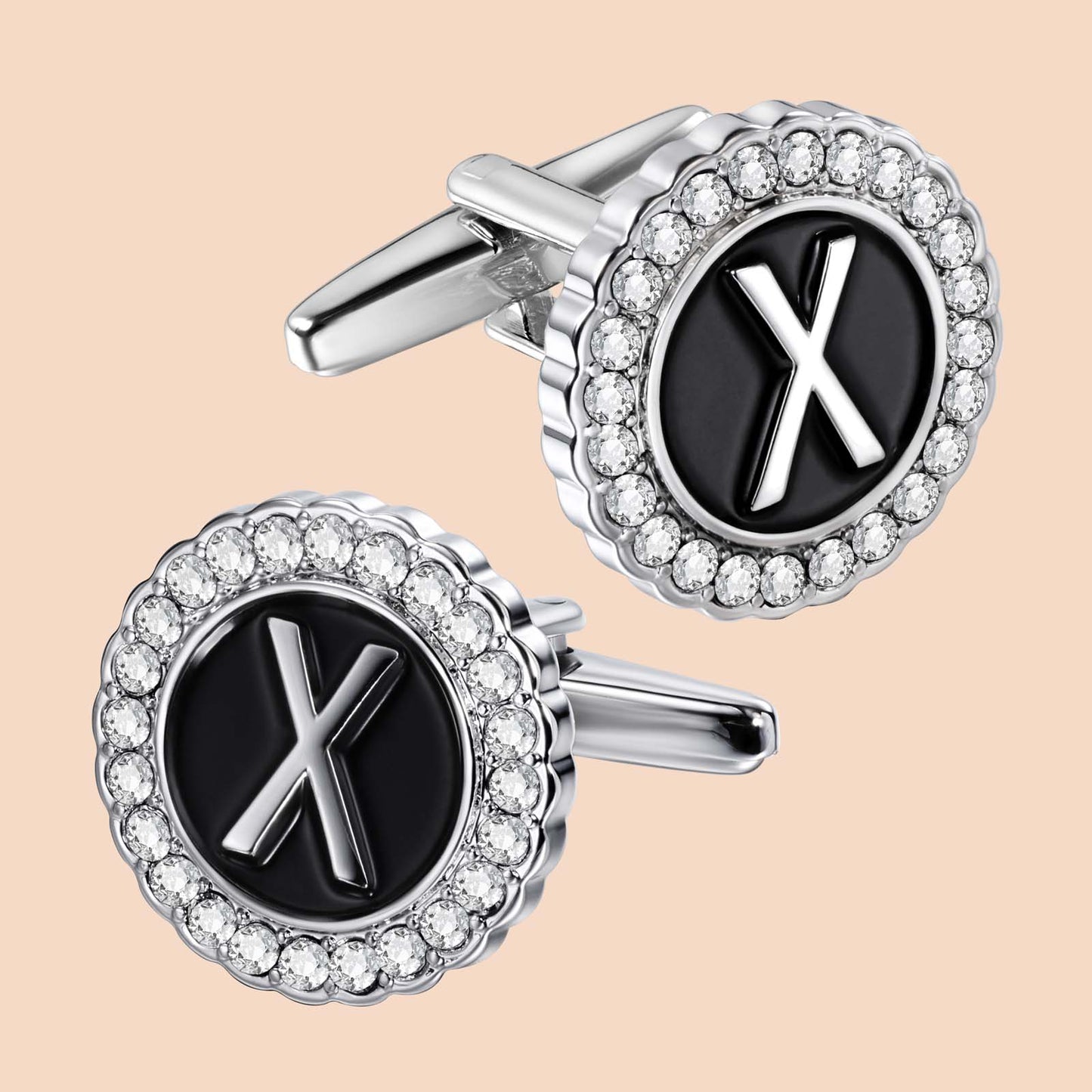 HAWSON Silver Tone Initial Cufflinks for Men