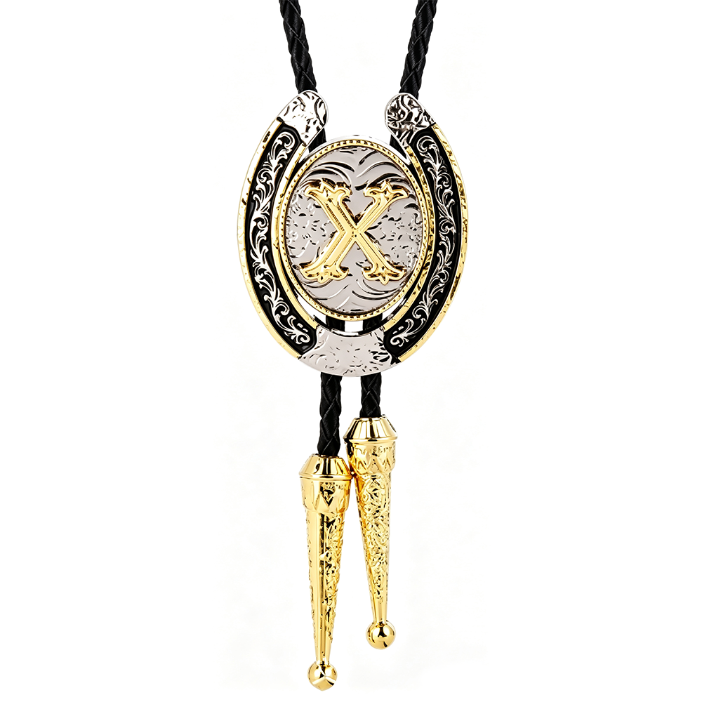 HAWSON Western Initial Bolo Tie | 26 Letters Gold Silver Cowboy Necklace