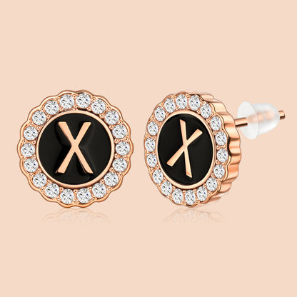 HAWSON Rose Gold Tone Cute Initial Stud Earrings