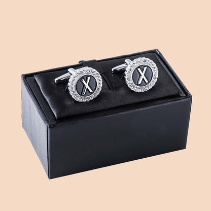 HAWSON Silver Tone Initial Cufflinks for Men