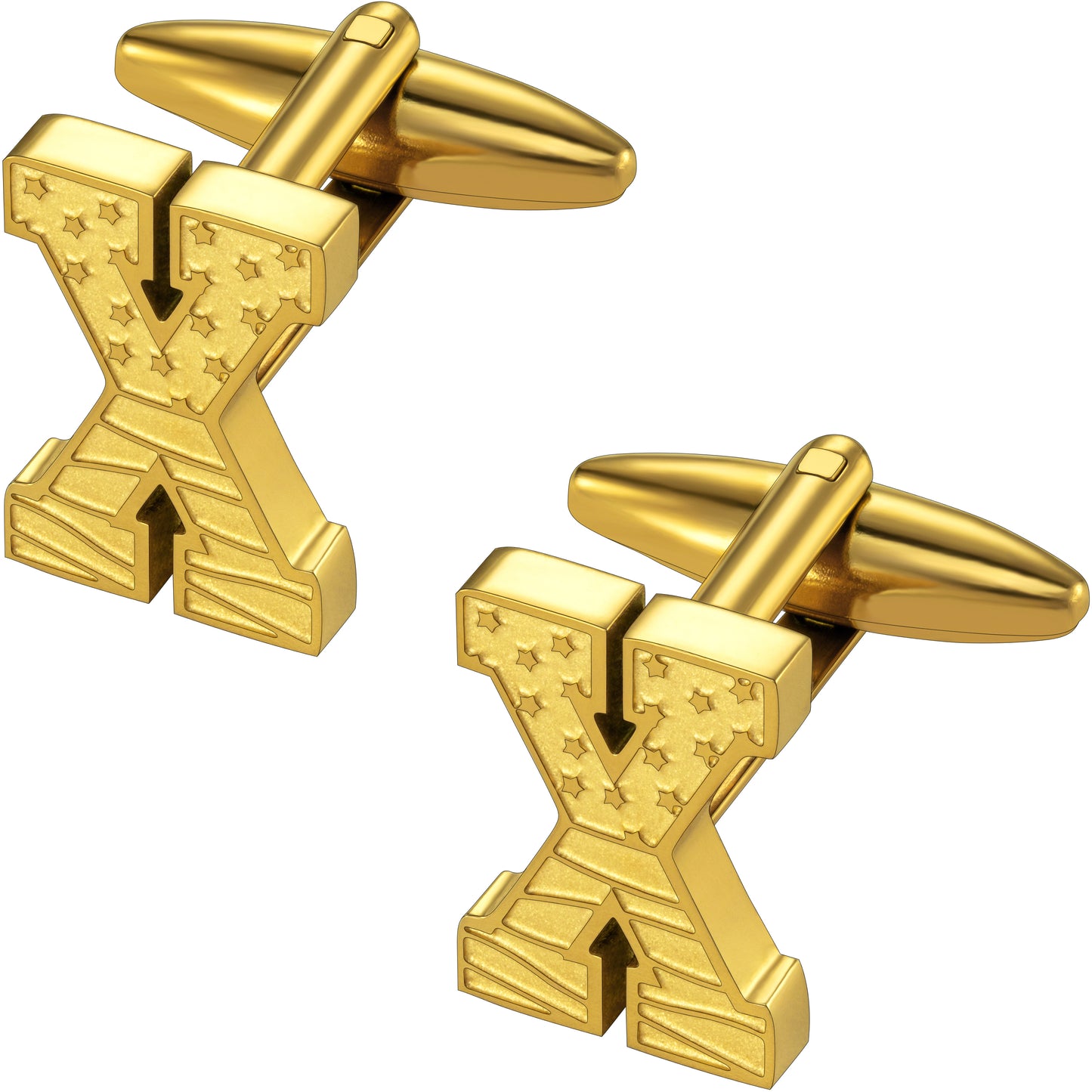 Hawson "A-Z"Initials Cufflinks, US Flag Personalized Golden Initials French Shirt Cuff