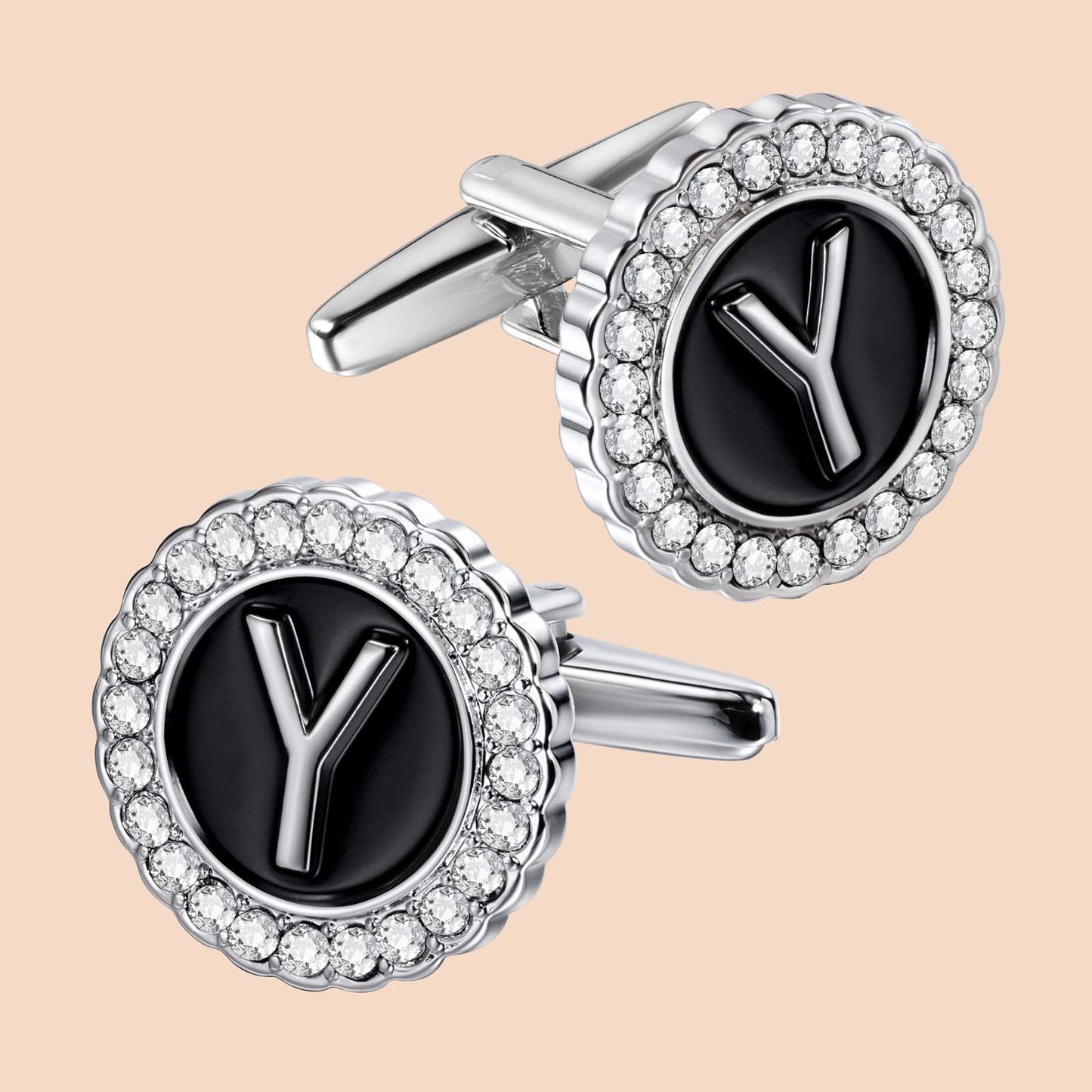 HAWSON Silver Tone Initial Cufflinks for Men