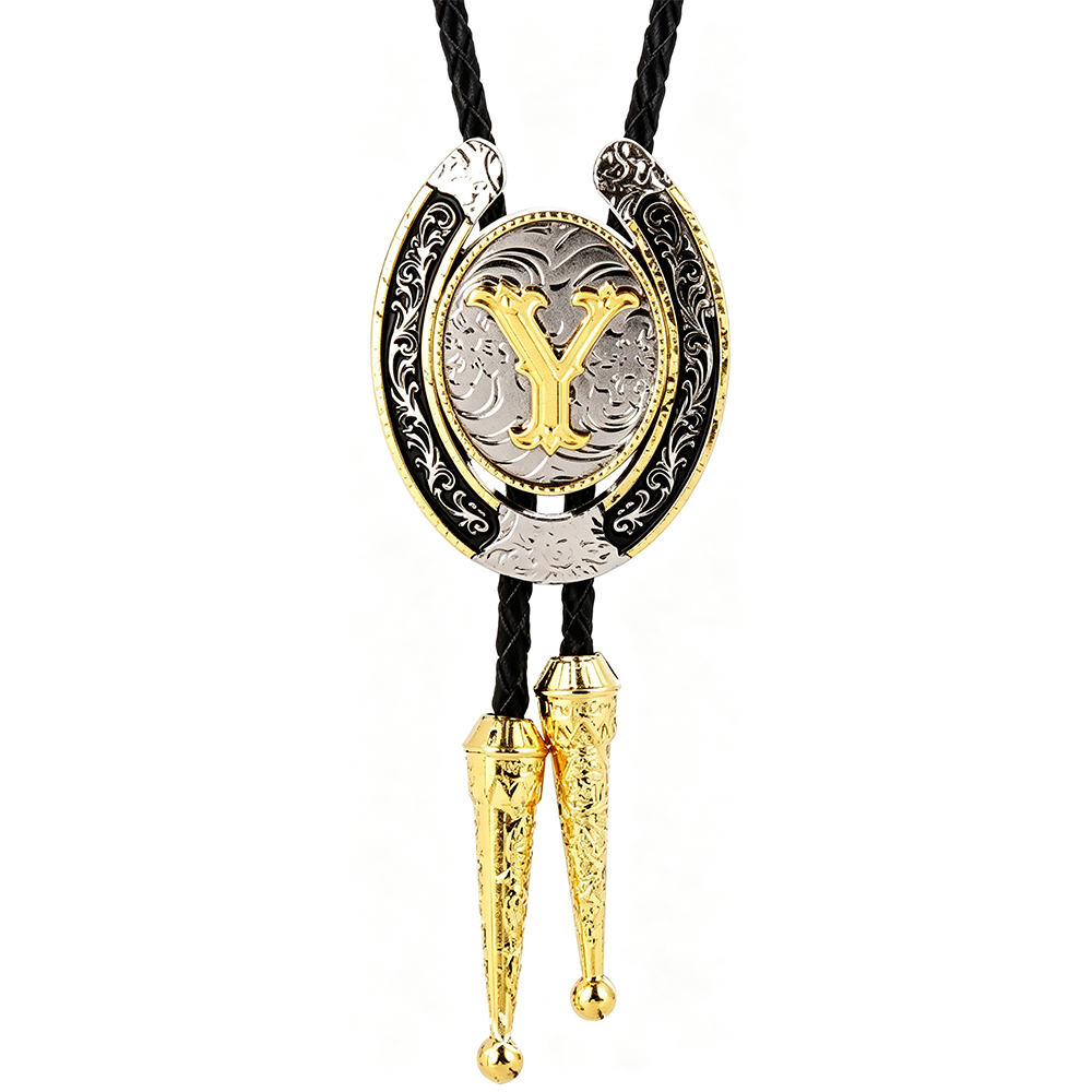 HAWSON Western Initial Bolo Tie | 26 Letters Gold Silver Cowboy Necklace
