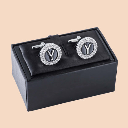 HAWSON Silver Tone Initial Cufflinks for Men