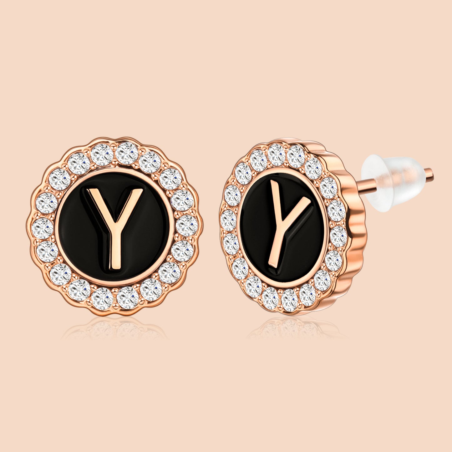 HAWSON Rose Gold Tone Cute Initial Stud Earrings