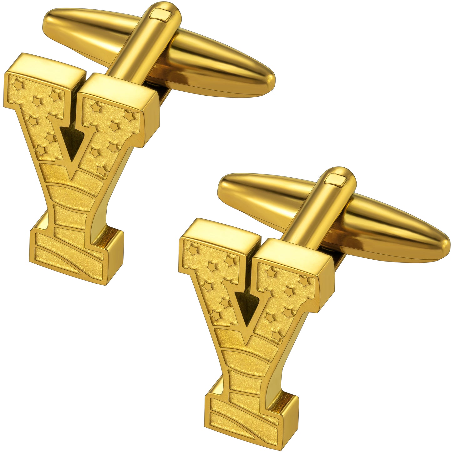 Hawson "A-Z"Initials Cufflinks, US Flag Personalized Golden Initials French Shirt Cuff