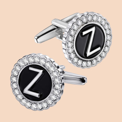 HAWSON Silver Tone Initial Cufflinks for Men