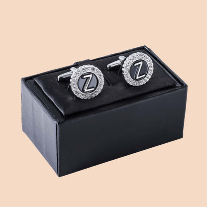 HAWSON Silver Tone Initial Cufflinks for Men