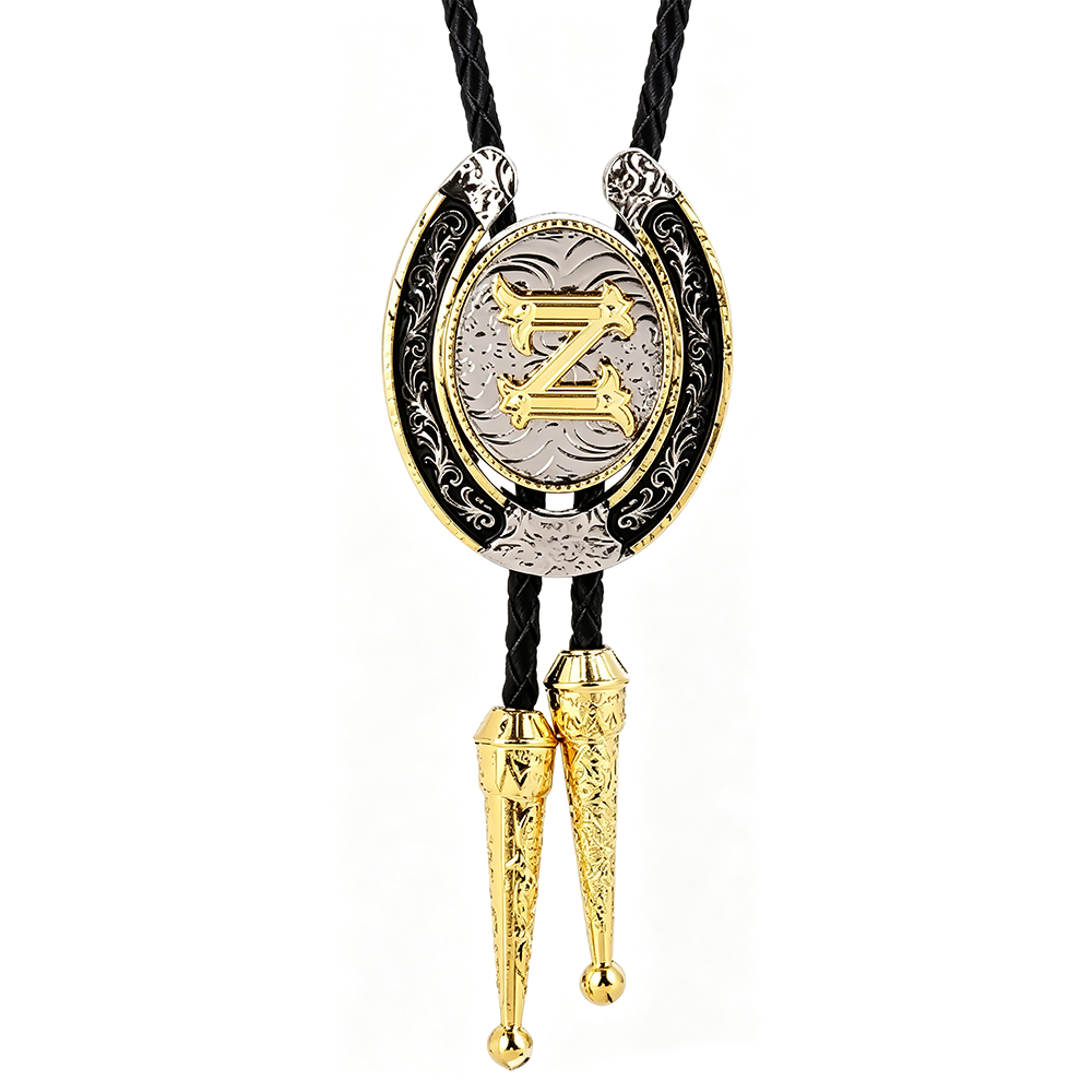 HAWSON Western Initial Bolo Tie | 26 Letters Gold Silver Cowboy Necklace