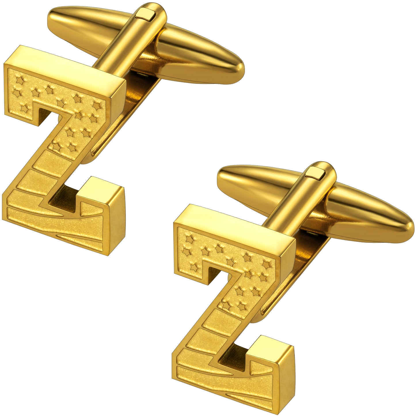 Hawson "A-Z"Initials Cufflinks, US Flag Personalized Golden Initials French Shirt Cuff