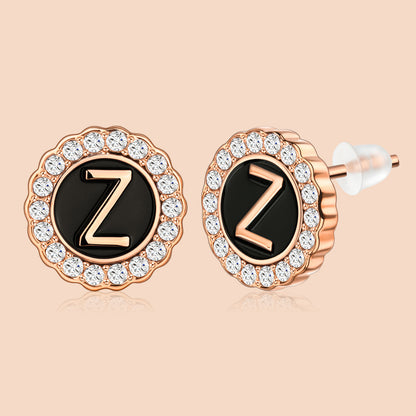 HAWSON Rose Gold Tone Cute Initial Stud Earrings