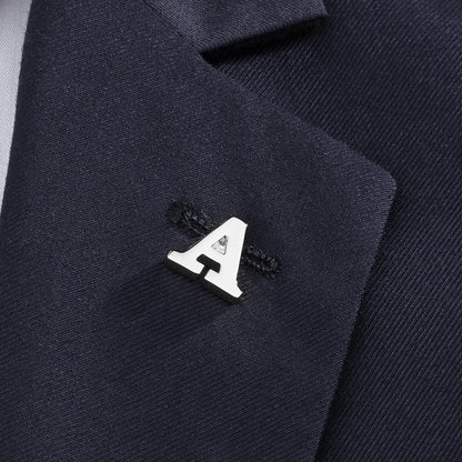 Silver Color Initial Lapel Pin for Men