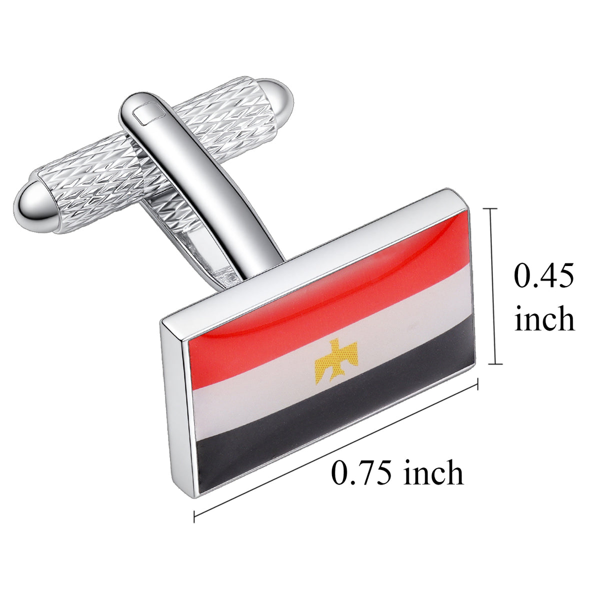 Egypt Flag Cufflinks | Silver Plated Eagle of Saladin Patriotic Cuff Links for Men