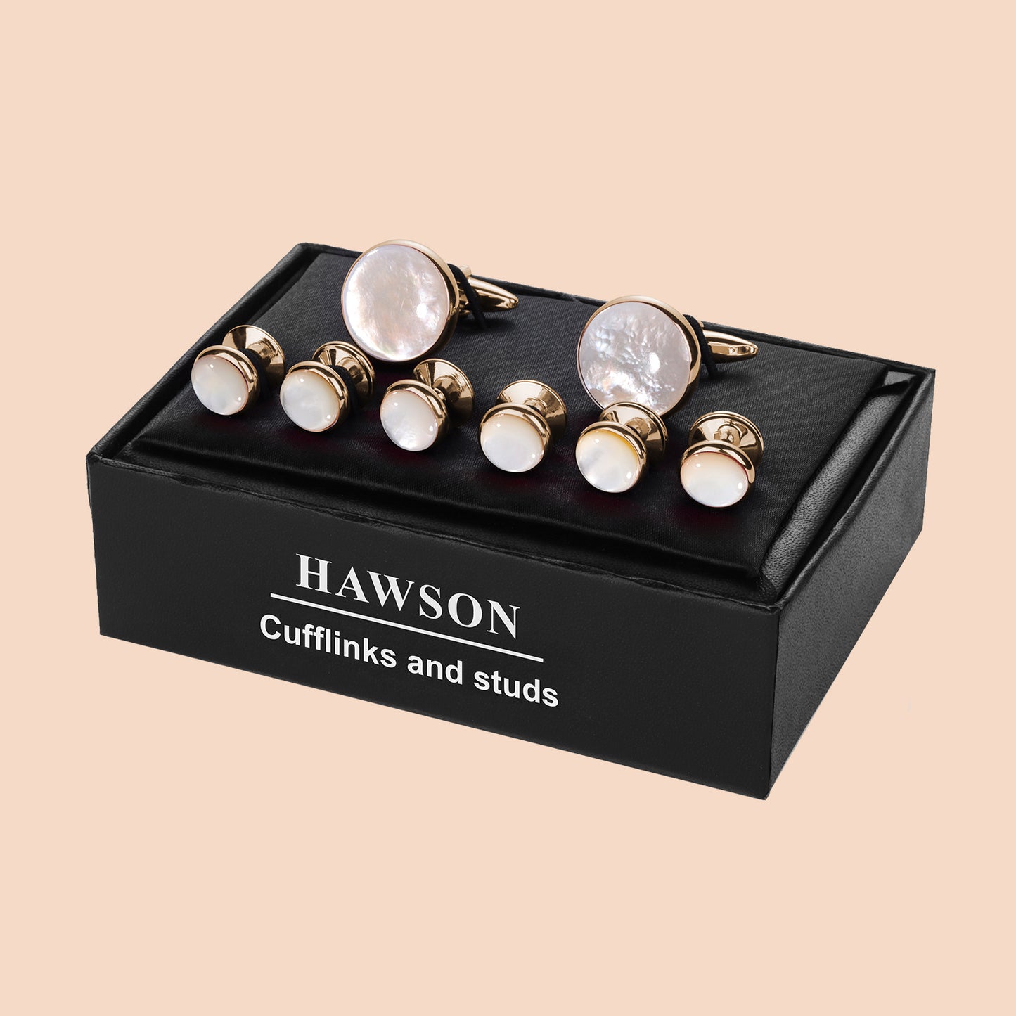 HAWSON Mother of Pearl Cufflinks and Studs for Men