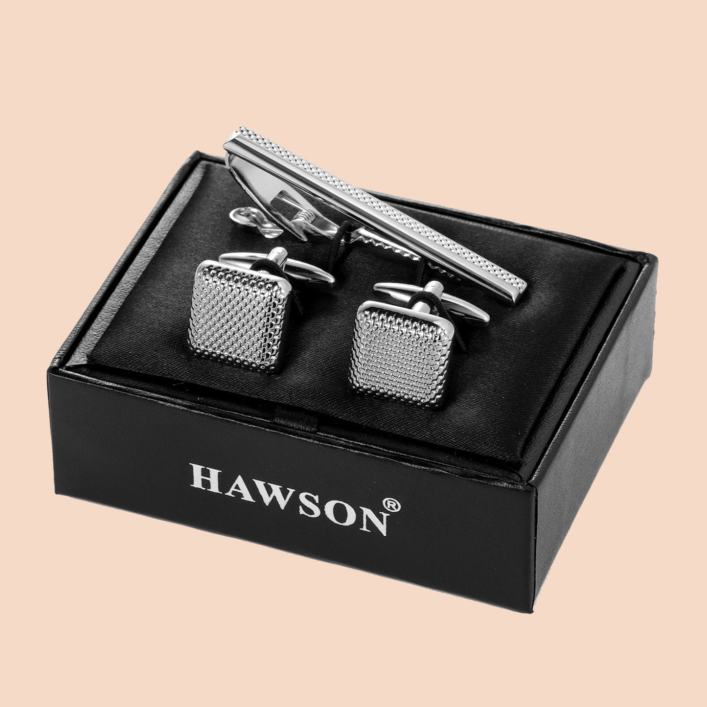 HAWSON Metal Cufflinks and Tie Clip for Men