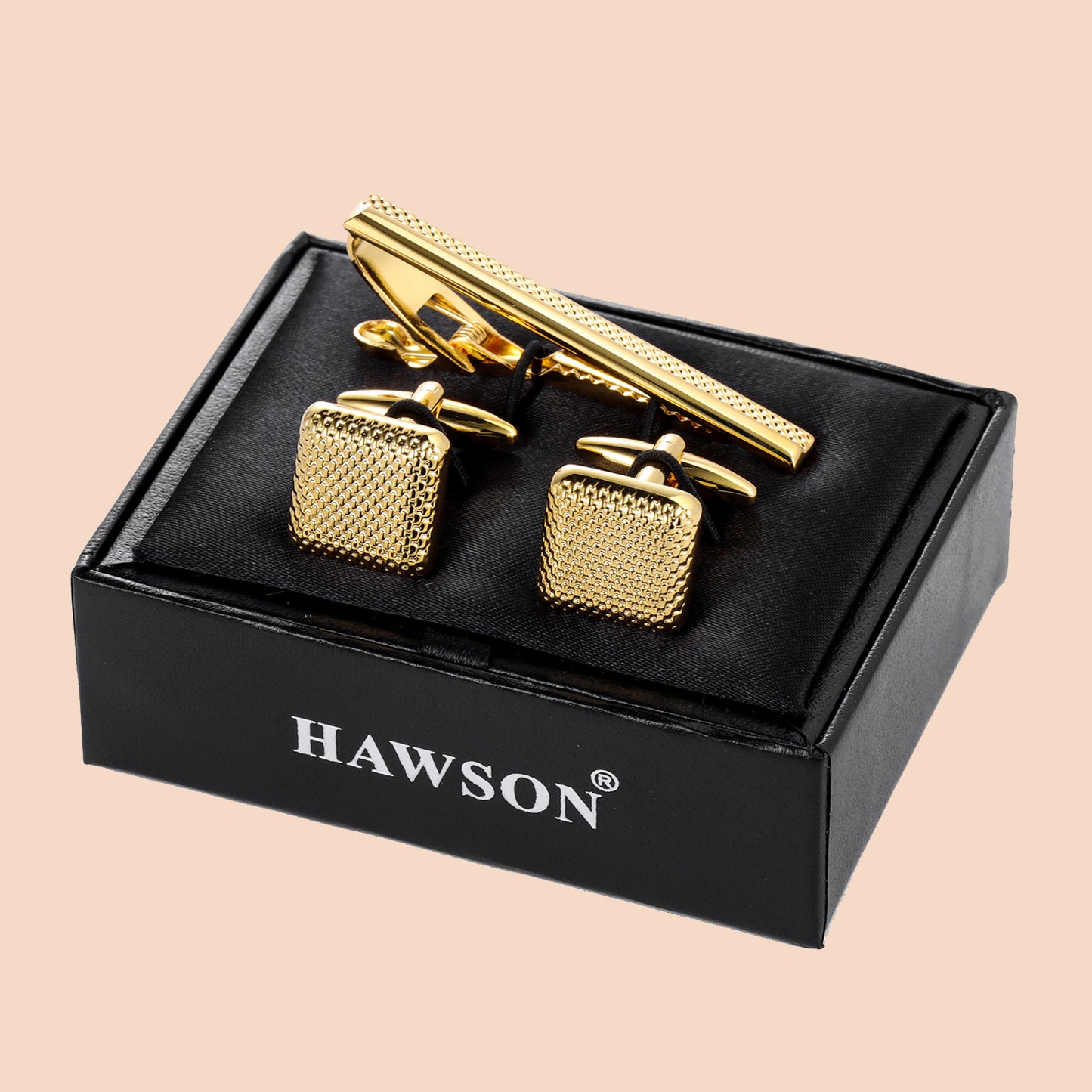 HAWSON Metal Cufflinks and Tie Clip for Men