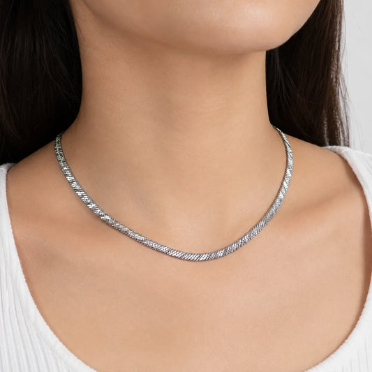 Snake Chain Necklace Wholesale | Vintage Silver Textured Design