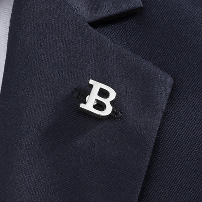 Silver Color Initial Lapel Pin for Men