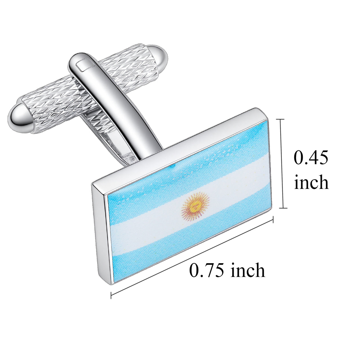 Argentina Flag Cufflinks | Silver Plated Sun of May Patriotic Cuff Links for Men