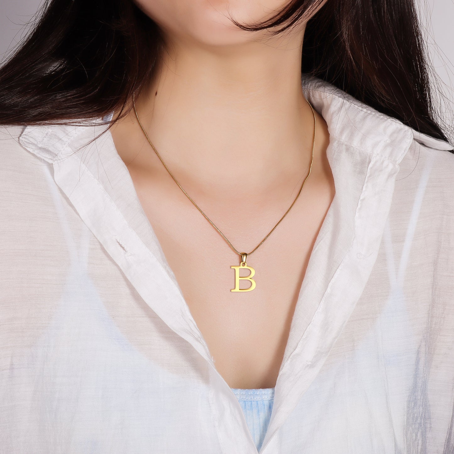 Stainless Steel A–Z Initial Necklace, Gold-Plated Personalized Letter Pendant