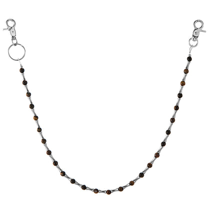 HAWSON Bamboo Style Wallet Chain with tiger's eye beads - Motorcycle-inspired key holder for jeans