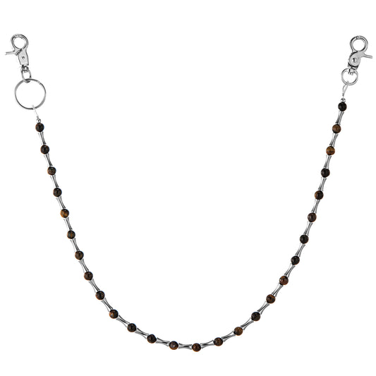 HAWSON Bamboo Style Wallet Chain with tiger's eye beads - Motorcycle-inspired key holder for jeans