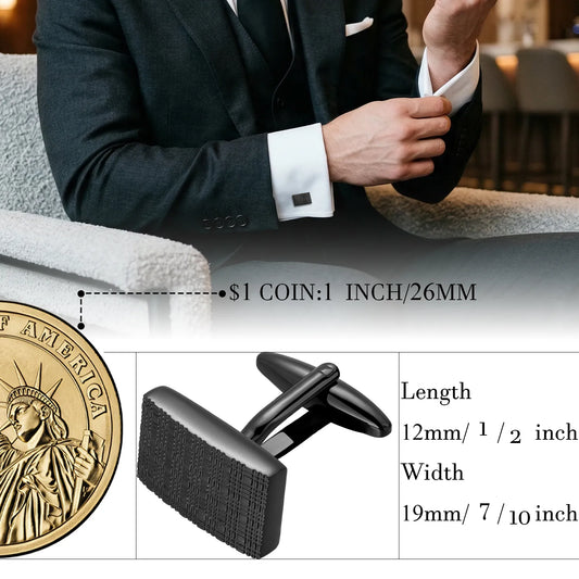 Size dimensions of black square grid cufflinks