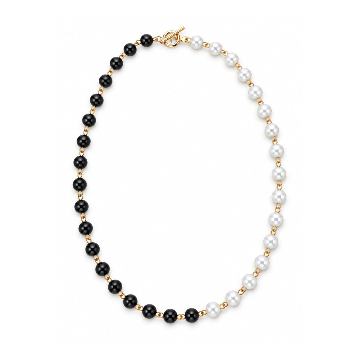 10Pcs Set, Black & White Pearl Necklace