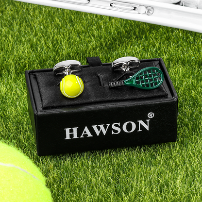 Tennis Racket and Ball Cufflinks for Men.