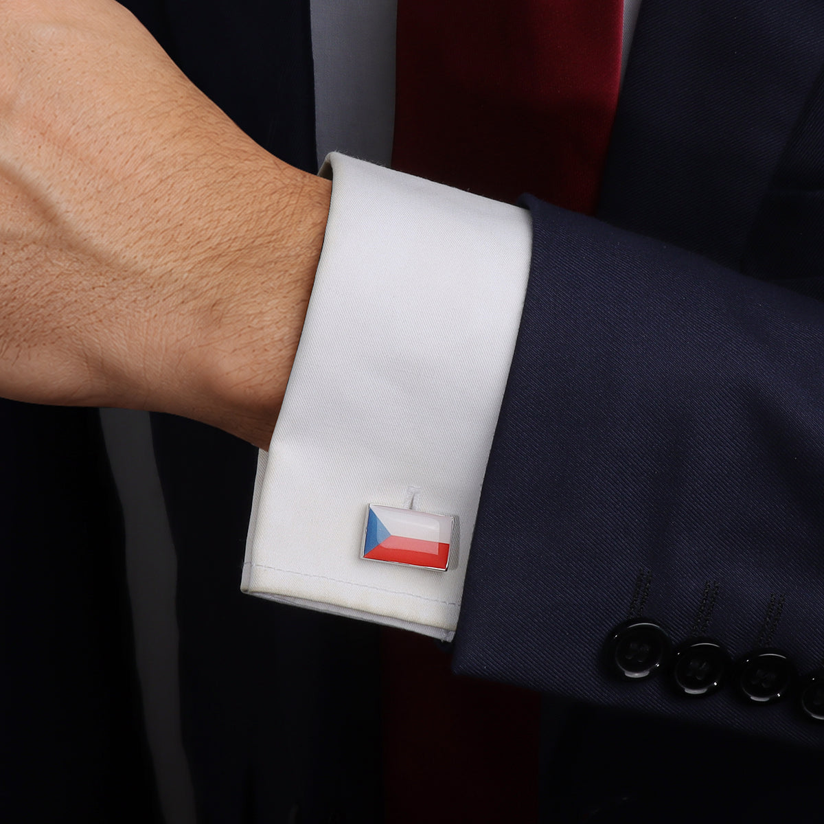 Czech Republic Flag Cufflinks, Enamel Cuff Links for Men Business Wedding Gift