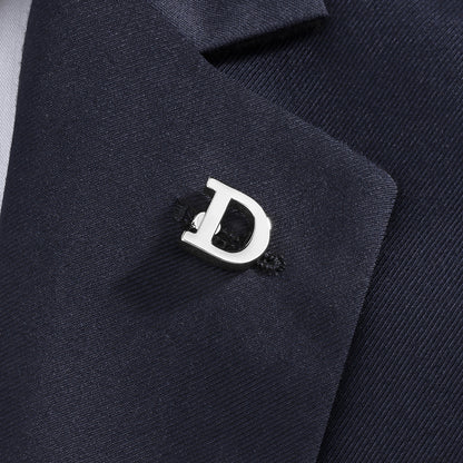 Silver Color Initial Lapel Pin for Men