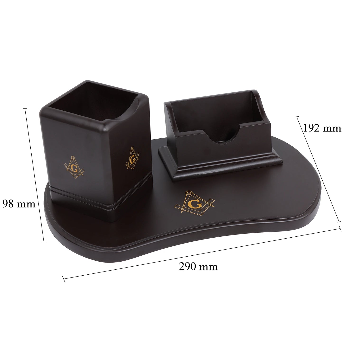 Masonic Wooden Desk Organizer | Pen Holder & Business Card Holder Set for Freemason