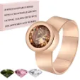 Round Crystal Ring Wholesale | Silver & Rose Gold Bezel Design